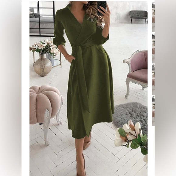 Dresses & Skirts - Green dress for fall 🍃 NWT
